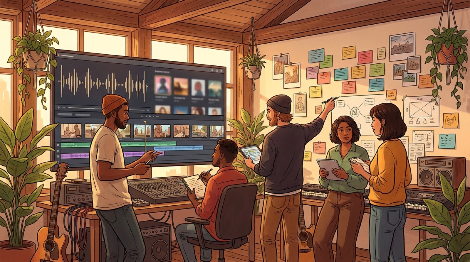 Small label team organizing a repeatable music video release workflow across songs, artwork, and scene boards